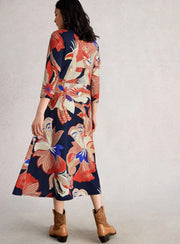 White Stuff Rua Jersey Shirt Dress Red MLT