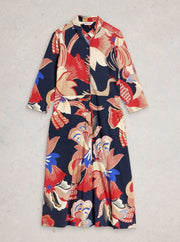 White Stuff Rua Jersey Shirt Dress Red MLT