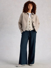 White Stuff Ally Linen Wide Leg Trouser Dark Navy
