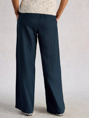 White Stuff Ally Linen Wide Leg Trouser Dark Navy