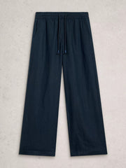 White Stuff Ally Linen Wide Leg Trouser Dark Navy