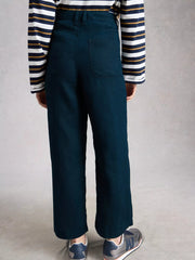 White Stuff Tia Linen Wide Leg Crop Trouser Dark Navy