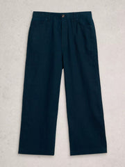 White Stuff Tia Linen Wide Leg Crop Trouser Dark Navy