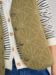 White Stuff Ayra Quilted Gilet Green MLT