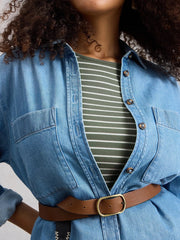 White Stuff Shay Jersey Mix Dress Khaki Green