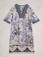 White Stuff Ash Linen Dress Ivory MLT