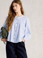 White Stuff Sammy Smock Top Blue MLT