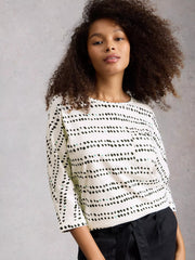 White Stuff Demi Dolman Top Ivory Print