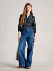 White Stuff Allie Jersey Shirt Navy Print