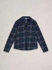 White Stuff Allie Jersey Shirt Navy Print