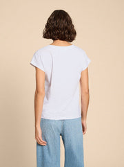White Stuff Nelly Embroidered Tee Bril White