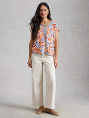 White Stuff Iris Linen Tee Nat MLT