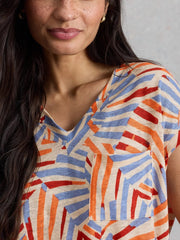 White Stuff Iris Linen Tee Nat MLT
