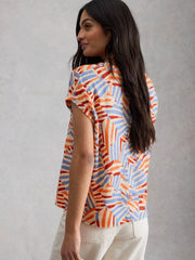 White Stuff Iris Linen Tee Nat MLT