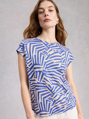White Stuff Rowan Linen Tee Blue Print