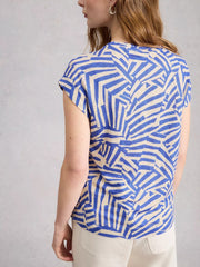 White Stuff Rowan Linen Tee Blue Print