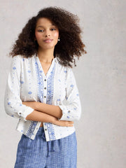 White Stuff Annie Jersey Shirt White Print