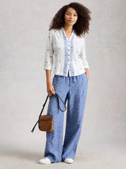 White Stuff Annie Jersey Shirt White Print