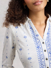 White Stuff Annie Jersey Shirt White Print