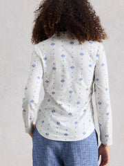 White Stuff Annie Jersey Shirt White Print