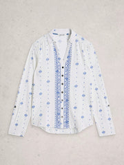 White Stuff Annie Jersey Shirt White Print