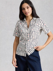 White Stuff Annie Jersey Shirt Ivory Print
