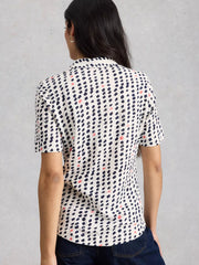 White Stuff Annie Jersey Shirt Ivory Print