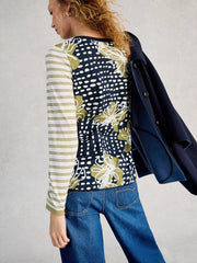 White Stuff Clara LS Tee Green Print