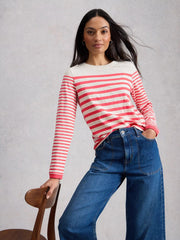 White Stuff Clara LS Stripe Tee Pink MLT