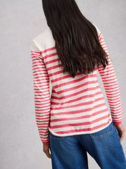 White Stuff Clara LS Stripe Tee Pink MLT