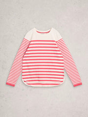 White Stuff Clara LS Stripe Tee Pink MLT