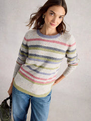 White Stuff Talia NEP Stripe Jumper Grey MLT