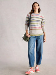 White Stuff Talia NEP Stripe Jumper Grey MLT