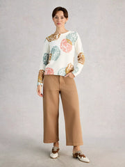 White Stuff Jodie Print Jumper Ivory Print