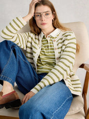 White Stuff Belle Stripe Cardi Ivory MLT