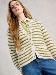 White Stuff Belle Stripe Cardi Ivory MLT