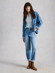 White Stuff Peony Sleeveless Shirt Mid Blue