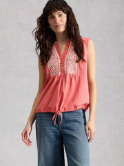White Stuff Peony Sleeveless Shirt Mid Pink