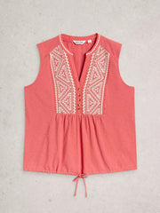 White Stuff Peony Sleeveless Shirt Mid Pink