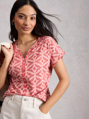 White Stuff Nelly Embroidered Tee Pink MLT