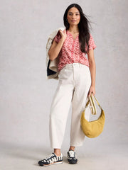 White Stuff Nelly Embroidered Tee Pink MLT