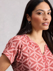 White Stuff Nelly Embroidered Tee Pink MLT