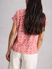 White Stuff Nelly Embroidered Tee Pink MLT