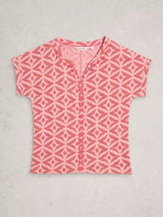 White Stuff Nelly Embroidered Tee Pink MLT
