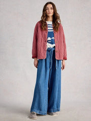 White Stuff Anya Jersey Quilted Jacket Mid Pink