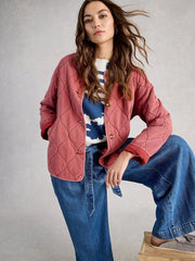 White Stuff Anya Jersey Quilted Jacket Mid Pink