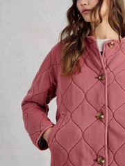 White Stuff Anya Jersey Quilted Jacket Mid Pink