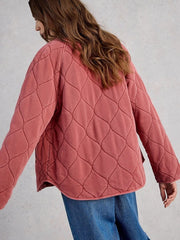 White Stuff Anya Jersey Quilted Jacket Mid Pink