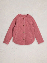 White Stuff Anya Jersey Quilted Jacket Mid Pink