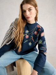 White Stuff Floral Embroidered Sweater Navy Multi